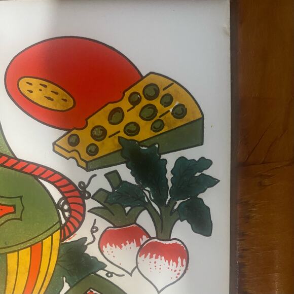 Veggie/Cheese Serving Tray/Plate-Parquet Wood/Tile Center-Retro-Vintage 1970's - Picture 5 of 6